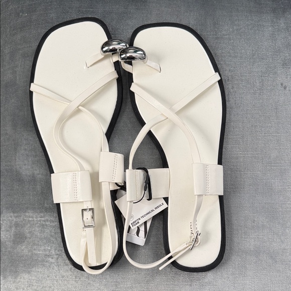 Zara Cream Strappy Sandals with Silver Accent - Picture 7 of 7